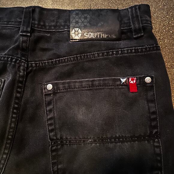 vintage y2k southpole black jeans custom baggy studded red tab - Picture 4 of 8